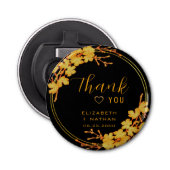 Classic Black & Gold Weddenschap Hartelijk dank Button Flesopener (Voorkant)