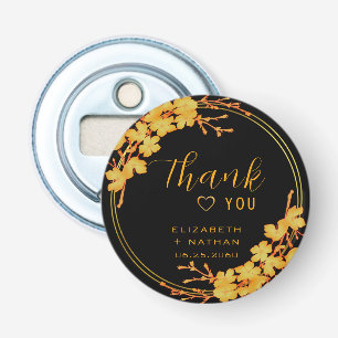 Classic Black & Gold Weddenschap Hartelijk dank Button Flesopener