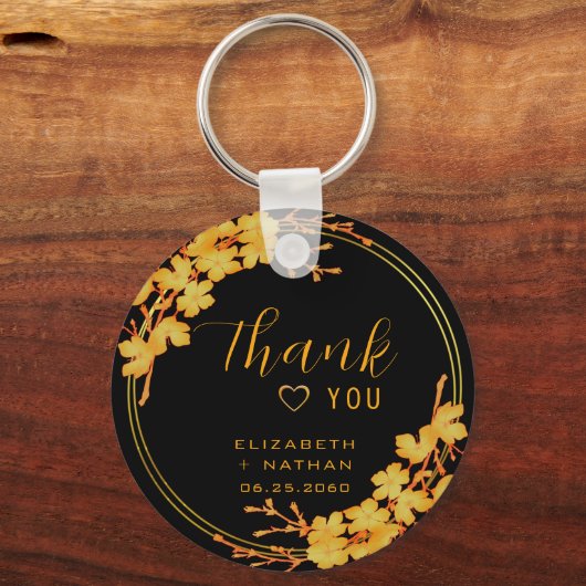 Classic Black & Gold Weddenschap Hartelijk dank Sleutelhanger (Achterkant)