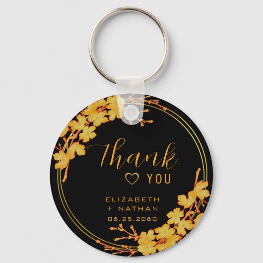 Classic Black & Gold Weddenschap Hartelijk dank Sleutelhanger (Achterkant)