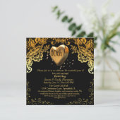 Classic Black & Gold Wedding Jubileum Party Kaart (Staand voorkant)