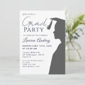 Classic Black Graduation Invitation Kaart (Staand voorkant)