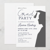 Classic Black Graduation Invitation Kaart (Voorkant / Achterkant)
