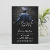 Classic Black Graduation Invitation Kaart (Staand voorkant)