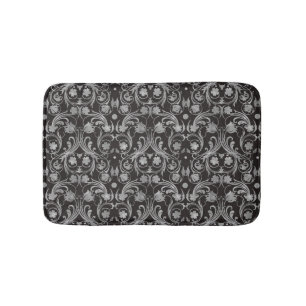 Classic Black & Grey Damask Patroon Badmat