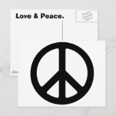 Classic Black Groovy Peace Symbol Briefkaart (Voorkant / Achterkant)