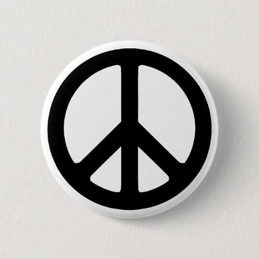 Classic Black Groovy Peace Symbol Ronde Button 5,7 Cm (Voorkant)