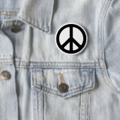 Classic Black Groovy Peace Symbol Ronde Button 5,7 Cm (In situ)