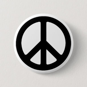 Classic Black Groovy Peace Symbol Ronde Button 5,7 Cm