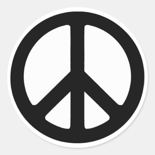 Classic Black Groovy Peace Symbol Ronde Sticker (Voorkant)