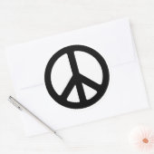 Classic Black Groovy Peace Symbol Ronde Sticker (Envelop)