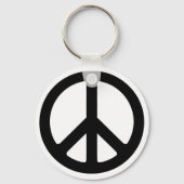 Classic Black Groovy Peace Symbol Sleutelhanger (Voorkant)