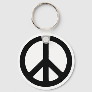 Classic Black Groovy Peace Symbol Sleutelhanger