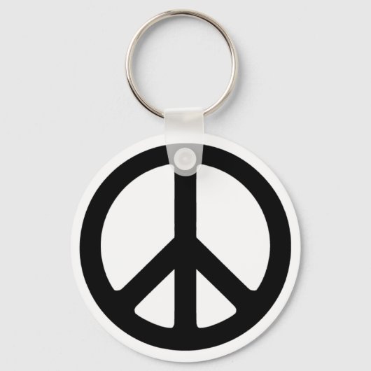 Classic Black Groovy Peace Symbol Sleutelhanger (Voorkant)
