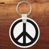 Classic Black Groovy Peace Symbol Sleutelhanger (Voorkant)