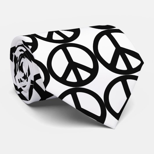 Classic Black Groovy Peace Symbol Stropdas (Opgerold)