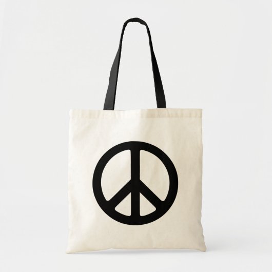 Classic Black Groovy Peace Symbol Tote Bag (Voorkant)