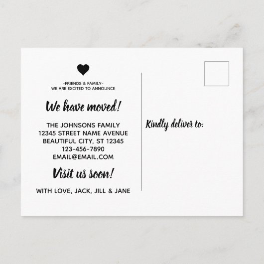 Classic Black Guest Room Moved koninklijke verplaa Aankondigingskaart (Achterkant)