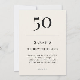 Classic Black & Ivory 50th Birthday Celebration Kaart
