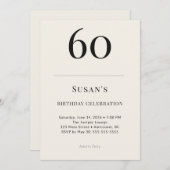 Classic Black & Ivory 60th Birthday Celebration Kaart (Voorkant / Achterkant)