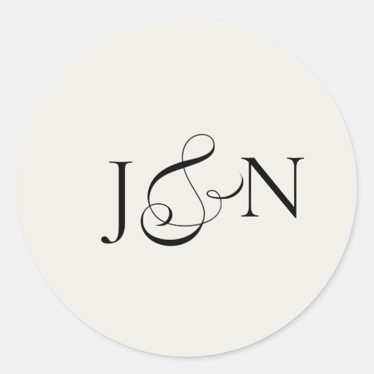 Classic Black Ivory Calligraphy Wedding Ronde Sticker (Voorkant)