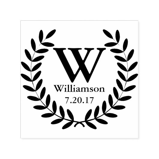 Classic Black Laurel WreatFamily Name Initiaal Zelfinktende Stempel (Design)