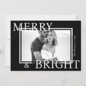 Classic Black Merry & Bright Bold Snowflake Photo Feestdagenkaart (Voorkant)
