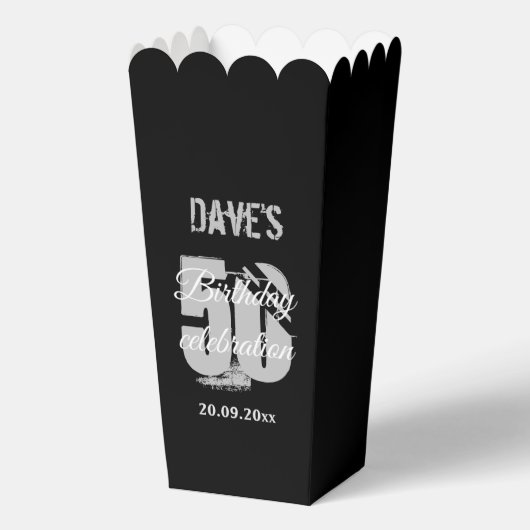 Classic Black Modern Any Age 50ste verjaardagsfees Bedankdoosjes (Voorkant)
