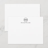 Classic Black Modern Cirkel twee monogram Initiaal Notitiekaartje (Voorkant / Achterkant)