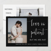 Classic Black Modern Minimal Photo Elopement Kaart (Voorkant / Achterkant)