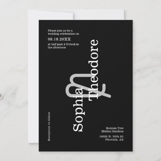 Classic Black Modern Minimal Wedding QR Code Foto Kaart (Voorkant)