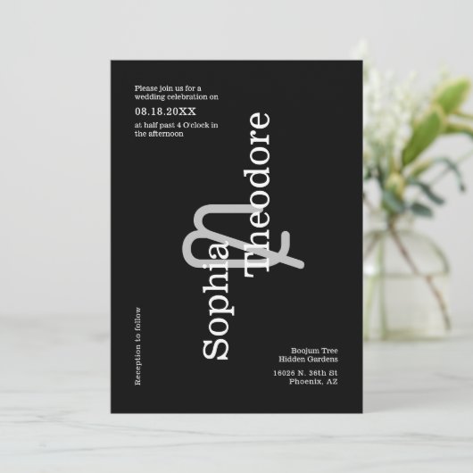 Classic Black Modern Minimal Wedding QR Code Foto Kaart (Staand voorkant)