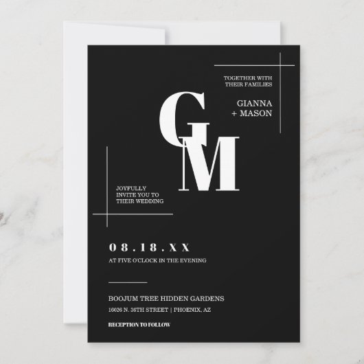 Classic Black Modern Minimal Wedding QR Code Foto Kaart (Voorkant)