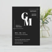 Classic Black Modern Minimal Wedding QR Code Foto Kaart (Staand voorkant)