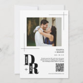 Classic Black Modern Minimal Wedding QR Code Foto Kaart (Achterkant)