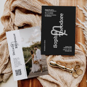 Classic Black Modern Minimal Wedding QR Code Foto Kaart