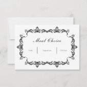 Classic Black on White Ornately Framed Wedding RSVP Kaartje (Achterkant)