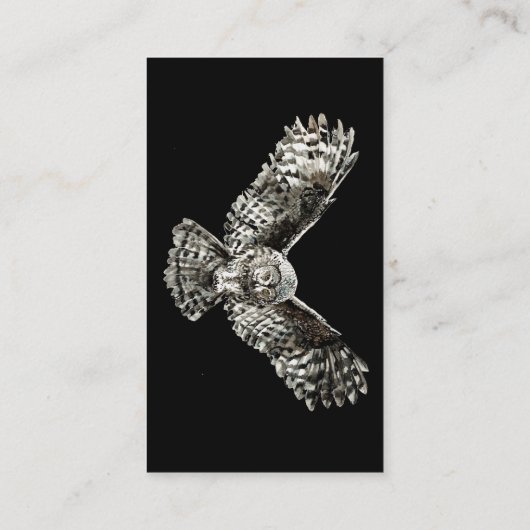 Classic Black Owl Bird Wildlife, Natuur Zakelijk Visitekaartje (Achterkant)