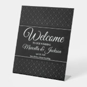 Classic Black Pattern Pedestal Sign Reclamebord Met Voetstuk (Voorkant)