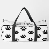 Classic Black Paw Print White Monogram Personalize Plunjezak (Voorkant)