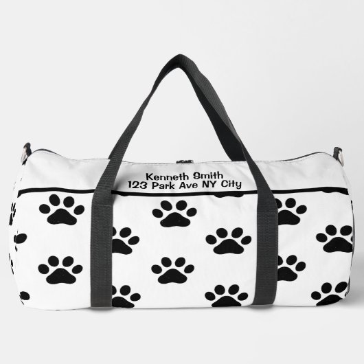 Classic Black Paw Print White Monogram Personalize Plunjezak