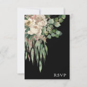 Classic Black Peonies Wedding RSVP Kaartje (Achterkant)