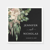 Classic Black Peonies Wedding Servet (Voorkant)