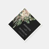 Classic Black Peonies Wedding Servet (Hoek)