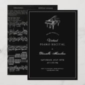 Classic Black Piano Virtuele Overweging Uitnodigin Kaart (Voorkant / Achterkant)
