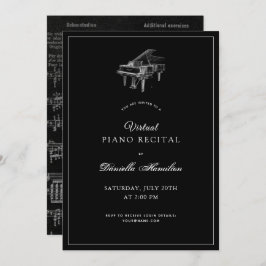 Classic Black Piano Virtuele Overweging Uitnodigin Kaart