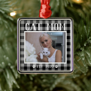 Classic Black Pset Personalized Cat mam Foto Metalen Ornament