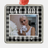 Classic Black Pset Personalized Cat mam Foto Metalen Ornament (Voorkant)