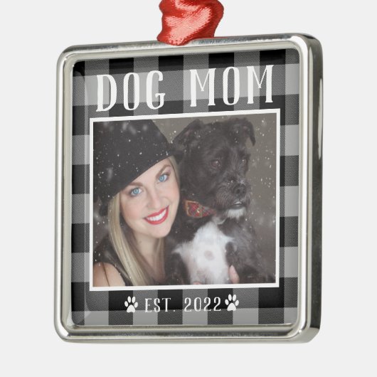Classic Black Pset Personalized Dog Ma Foto Metalen Ornament (Links)