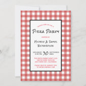 Classic Black Red White Gingham Pizza Party Kaart (Voorkant)